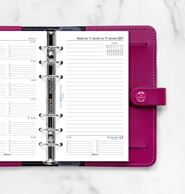Recharge agenda 2027 FILOFAX - Personal - Semaine sur une page + page de notes (français) - 5059145620814