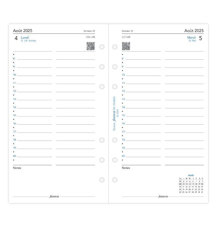 Recharge agenda FILOFAX 2025 - 2026 - Personal - Un jour par page (français) - 5059145596751