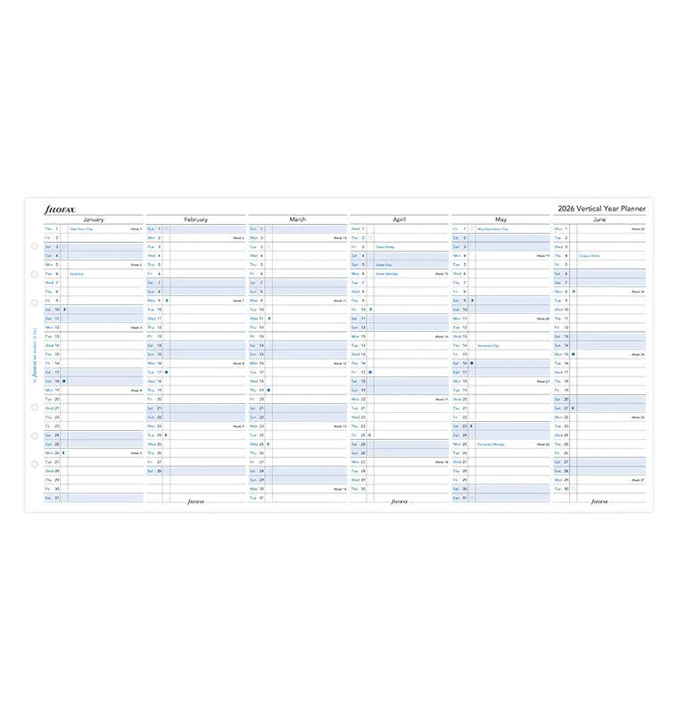 Recharge agenda FILOFAX 2026 - A5 - Planning annuel vertical (anglais) - 5059145550869