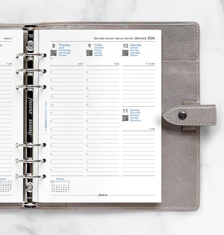 Recharge agenda FILOFAX 2026 - A5 - Semaine sur deux pages (multilingue) - 5059145597277