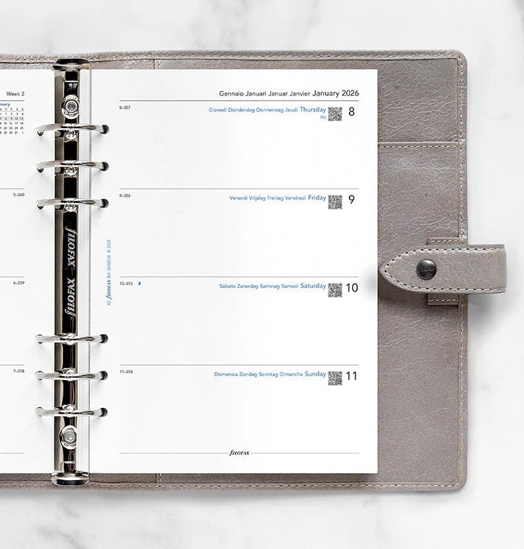 Recharge agenda FILOFAX 2026 - A5 - Semaine sur deux pages (multilingue) - 5059145597314