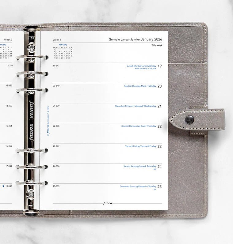 Recharge agenda FILOFAX 2026 - A5 - Semaine sur une page (multilingue) - 5059145597338