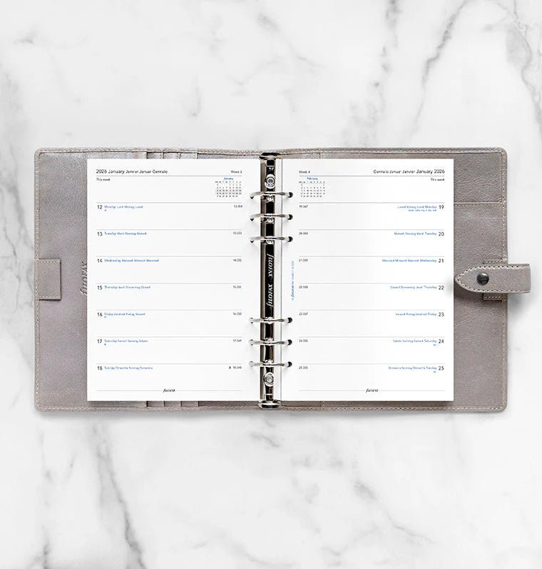 Recharge agenda FILOFAX 2026 - A5 - Semaine sur une page (multilingue) - 5059145597338