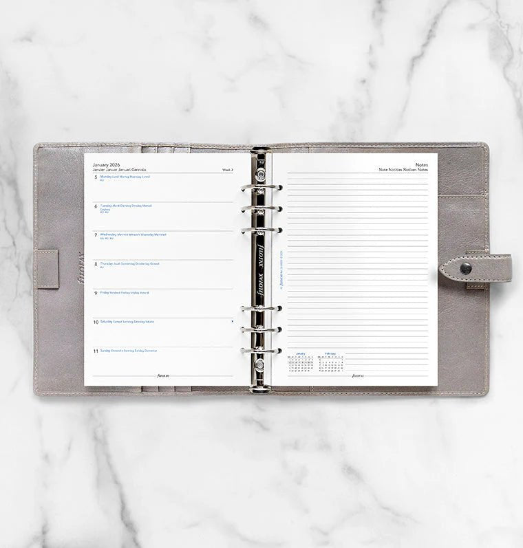 Recharge agenda FILOFAX 2026 - A5 - Semaine sur une page + page de notes (multilingue) - 5059145597215