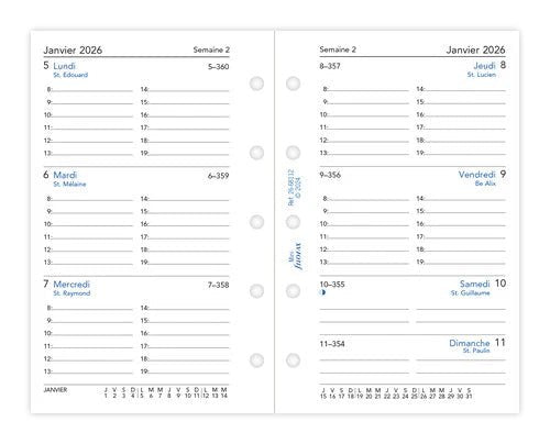 Recharge agenda FILOFAX 2026 - Mini - Semaine sur deux pages (français) - 5059145595792