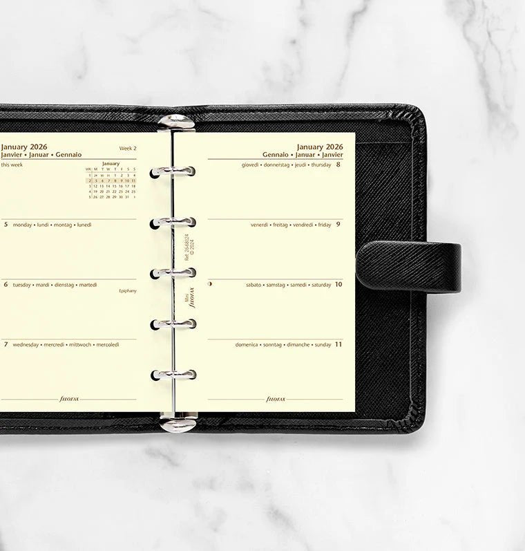 Recharge agenda FILOFAX 2026 - Mini - Semaine sur deux pages (multilingue) - 5059145595839
