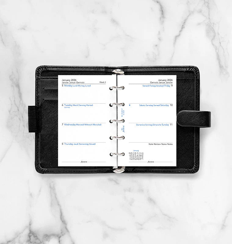 Recharge agenda FILOFAX 2026 - Mini - Semaine sur deux pages (multilingue) - 5059145595877