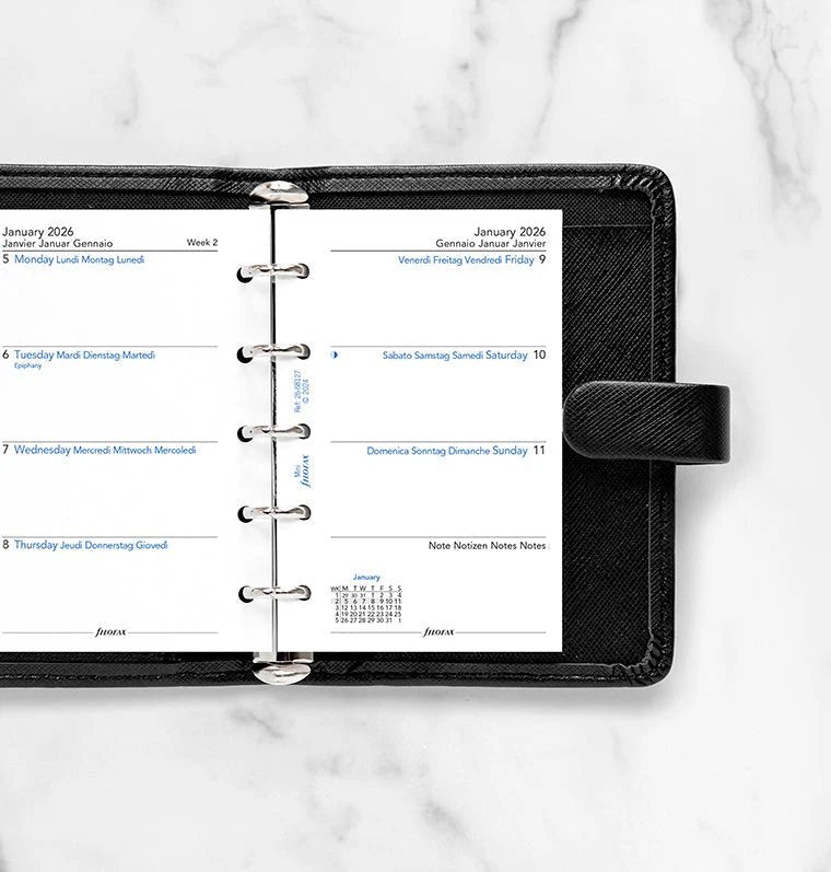 Recharge agenda FILOFAX 2026 - Mini - Semaine sur deux pages (multilingue) - 5059145595877