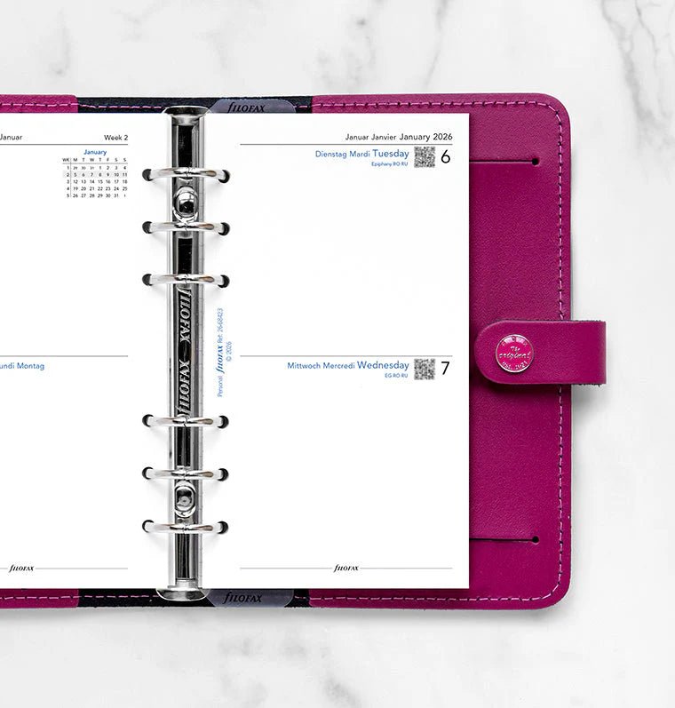 Recharge agenda FILOFAX 2026 - Personal - Deux jours par page (multilingue) - 5059145596614