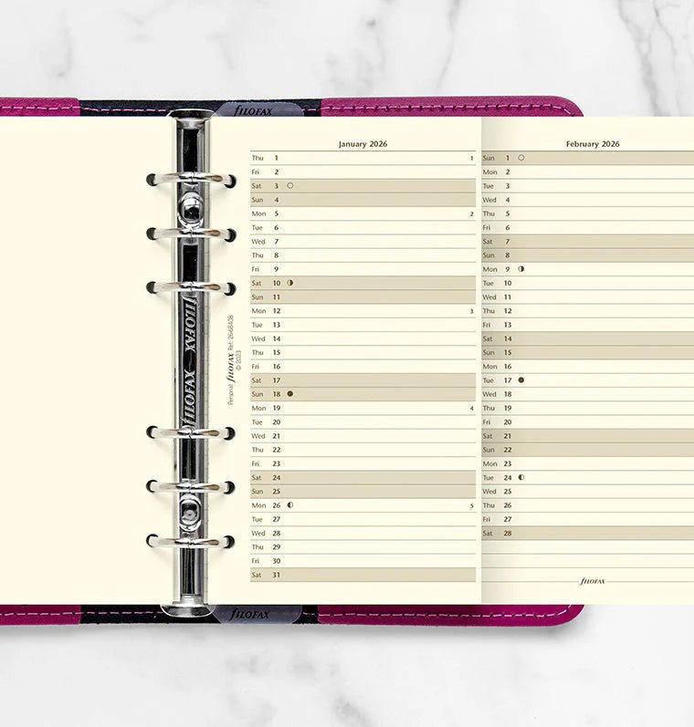 Recharge agenda FILOFAX 2026 - Personal - Planning annuel vertical (anglais) - 5059145550784