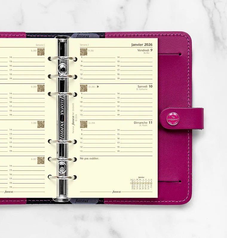 Recharge agenda FILOFAX 2026 - Personal - Semaine sur deux pages (français) - 5059145596737