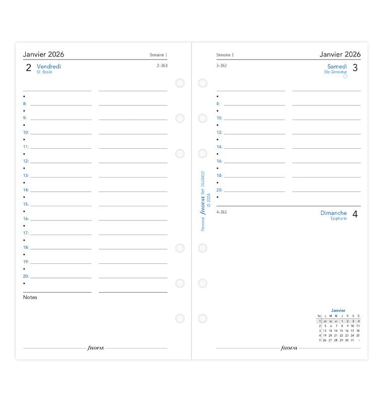 Recharge agenda FILOFAX 2026 - Personal - Un jour par page (français) - 5059145598335