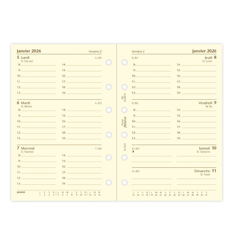 Recharge agenda FILOFAX 2026 - Pocket - Semaine sur deux pages (français) - 5059145596157