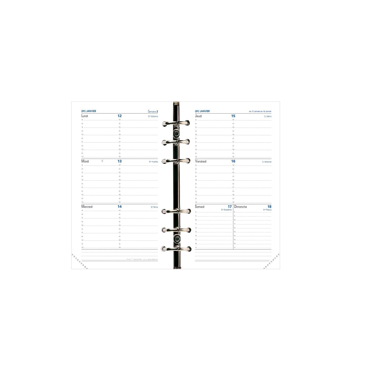 Recharge Organiseur 2024-2025 QUO VADIS Timer 17 Horizontal - 1 semaine sur 2 pages - 10 x 17 cm - 3371010119035