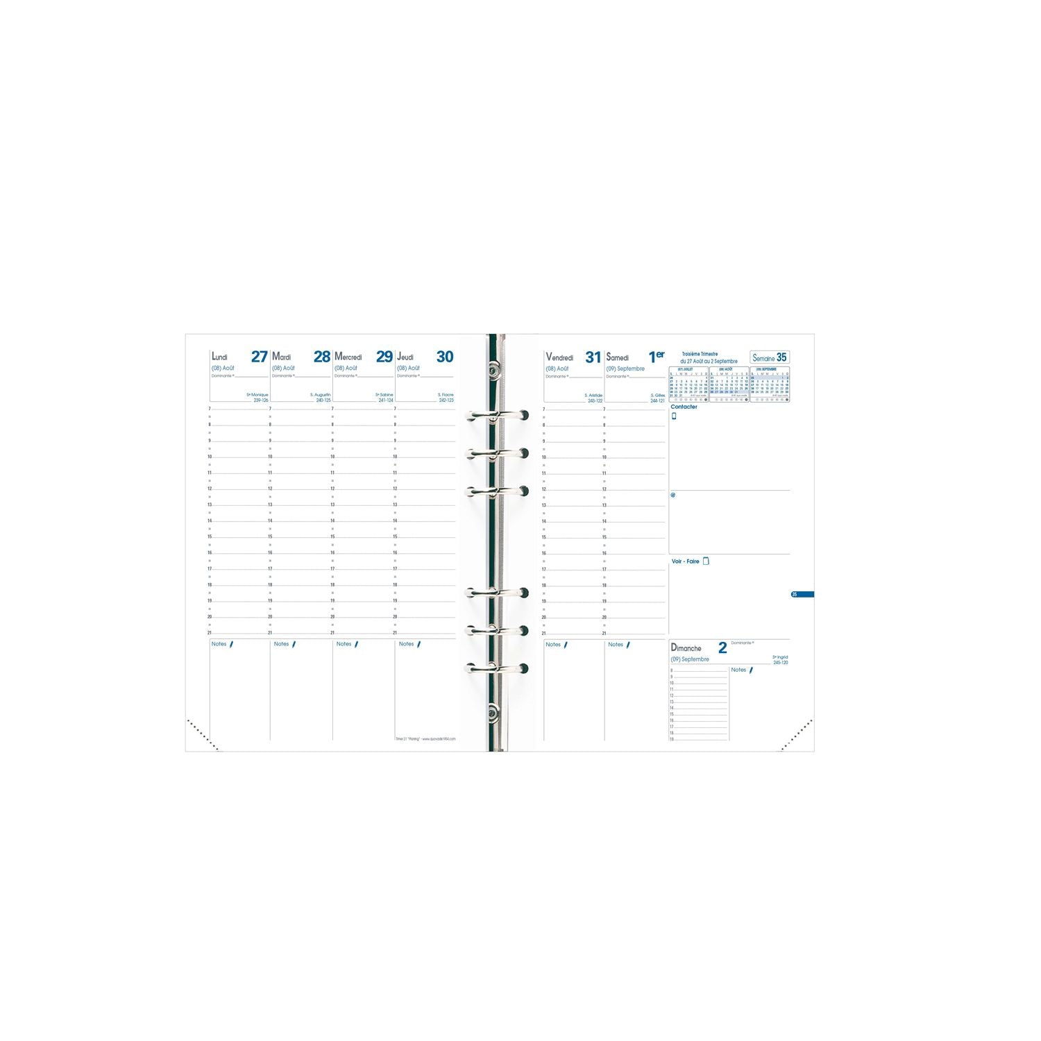 Recharge Organiseur 2024-2025 QUO VADIS Timer 21 Planning - 1 semaine sur 2 pages - 15 x 21 cm - 3371010118946
