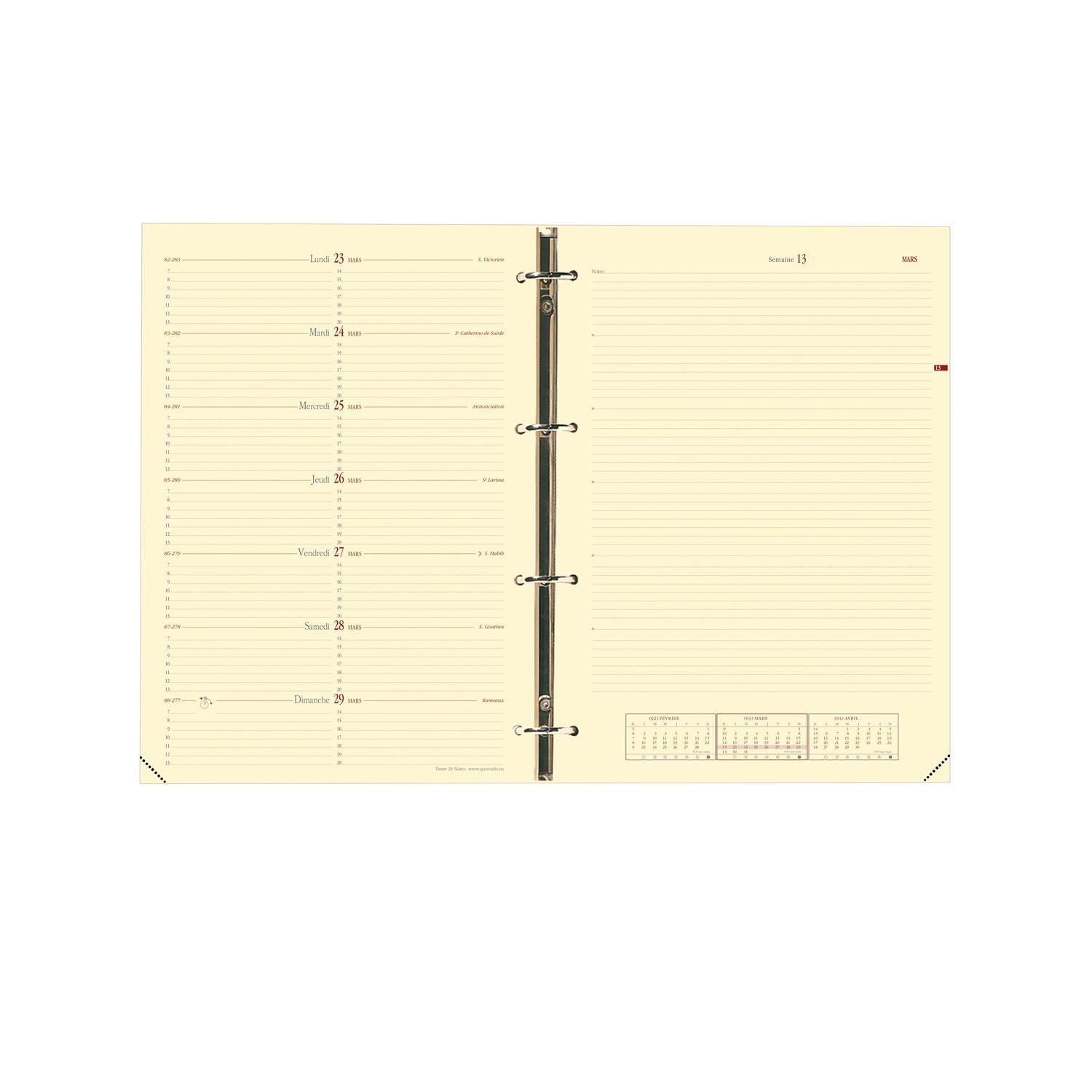 Recharge Organiseur 2024-2025 QUO VADIS Timer 29 Notes Prestige - 1 semaine + notes - 21 x 29.3 cm - 3371010119103