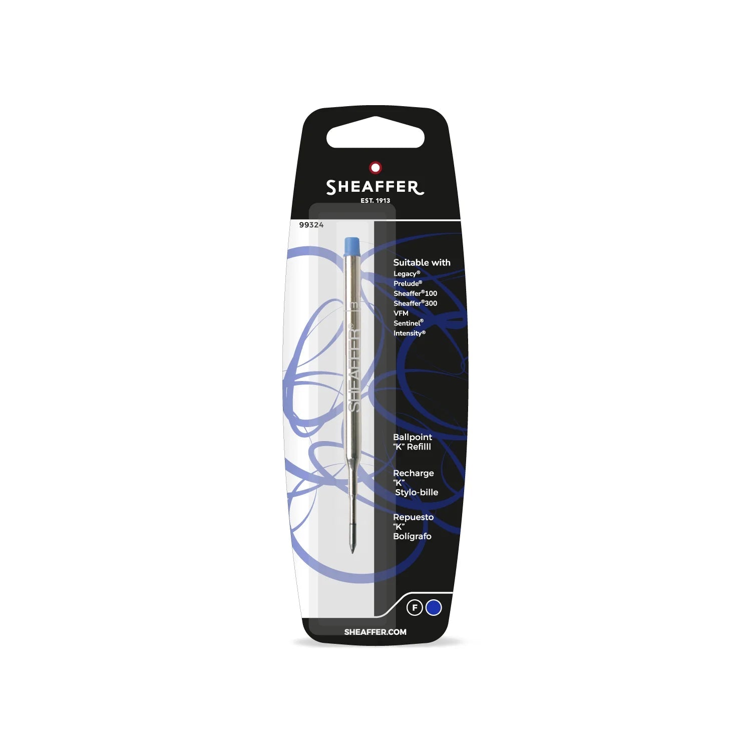 Recharge stylo bille SHEAFFER "K" - Fine (F) - Bleu - 0074040993240