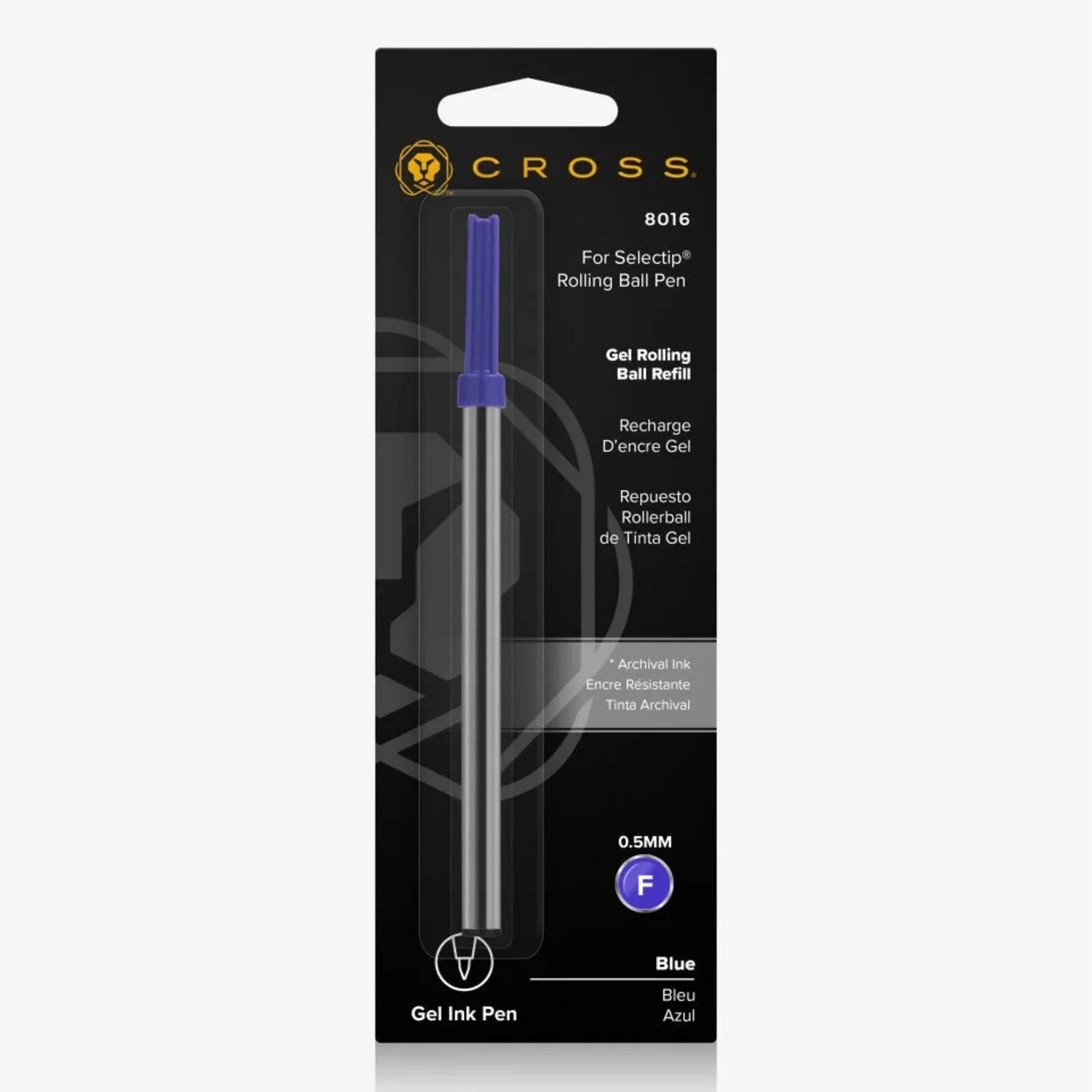 Recharge stylo roller CROSS - Fine (F) - Bleu - 073228137667