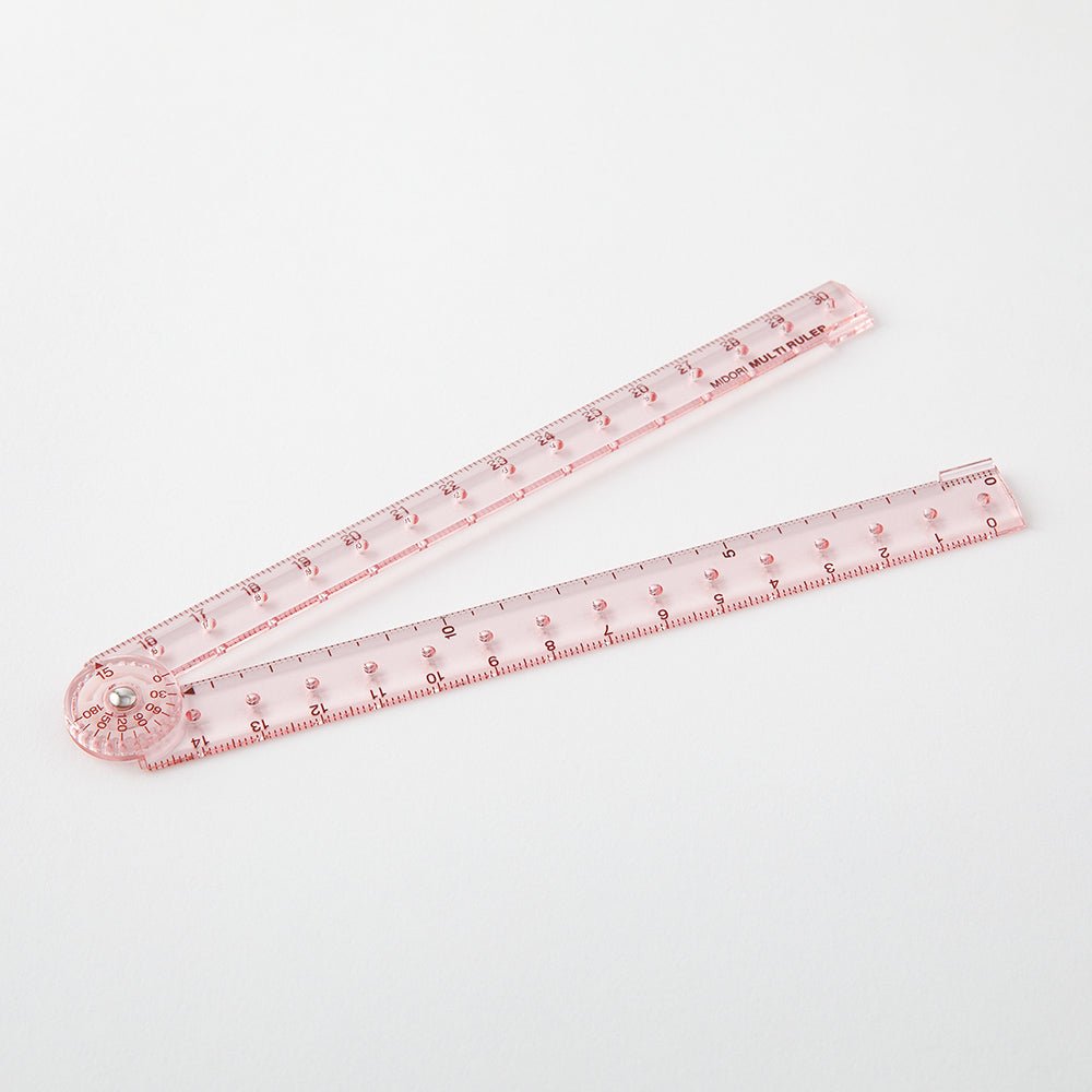 Règle MIDORI multifonction pliable en plastique - 30 cm - Rose -