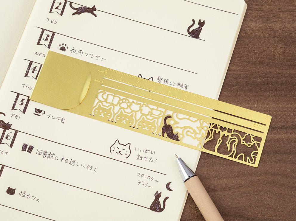 Règle MIDORI normographe - 10 cm - Chat - 4902805422819