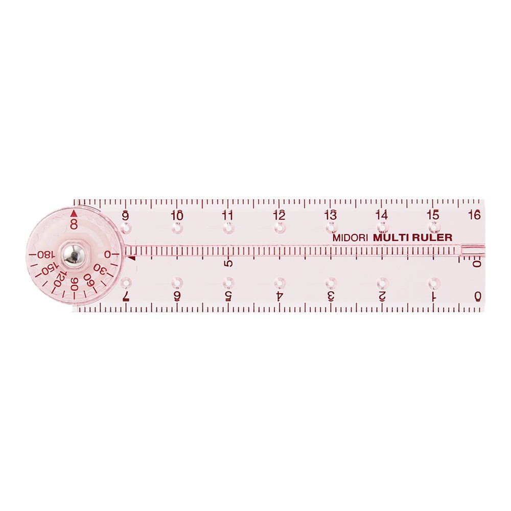 Règle multifonction pliable MIDORI en plastique - 16 cm - Rose - 4902805422987