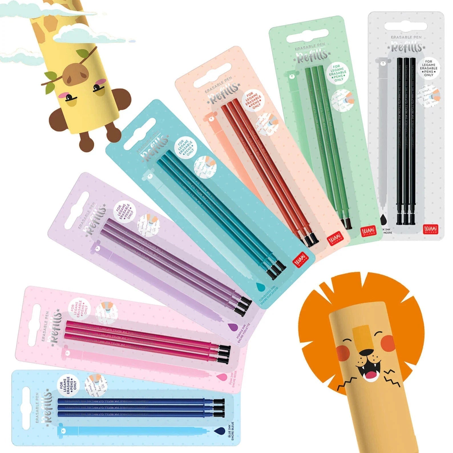Set de 3 recharges LEGAMI pour stylo à encre gel effaçable - Vert - 8052461965932