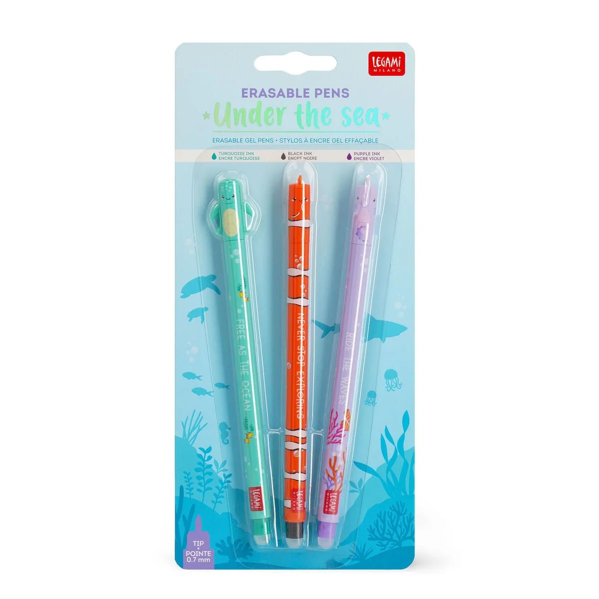 Set de 3 stylos LEGAMI à encre gel effaçable - Under the Sea - 8052694007997