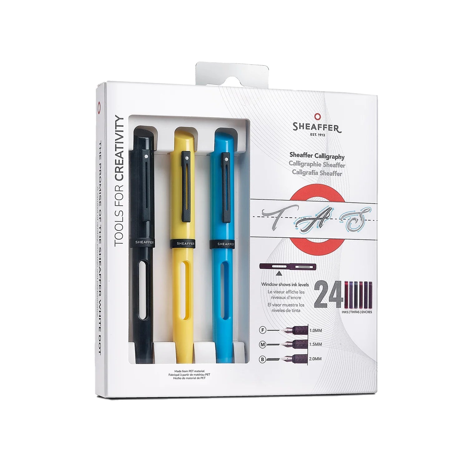 Set de calligraphie SHEAFFER Maxikit - Black/Yellow/Blue - 1.0/1.5/2.0 - 0074040342130