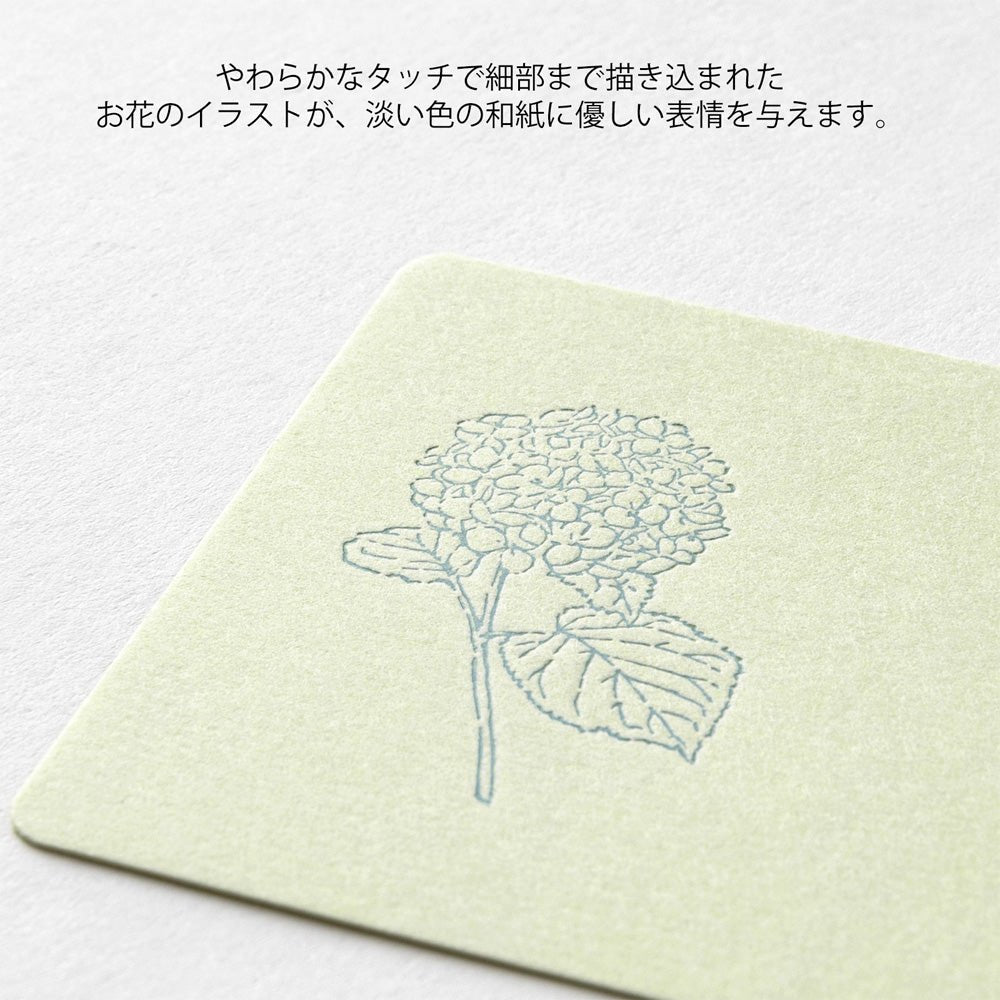 Set de correspondance MIDORI Card Letter Set Washi Hanairo - Vert - 4902805887915