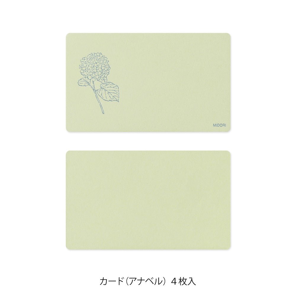 Set de correspondance MIDORI Card Letter Set Washi Hanairo - Vert - 4902805887915