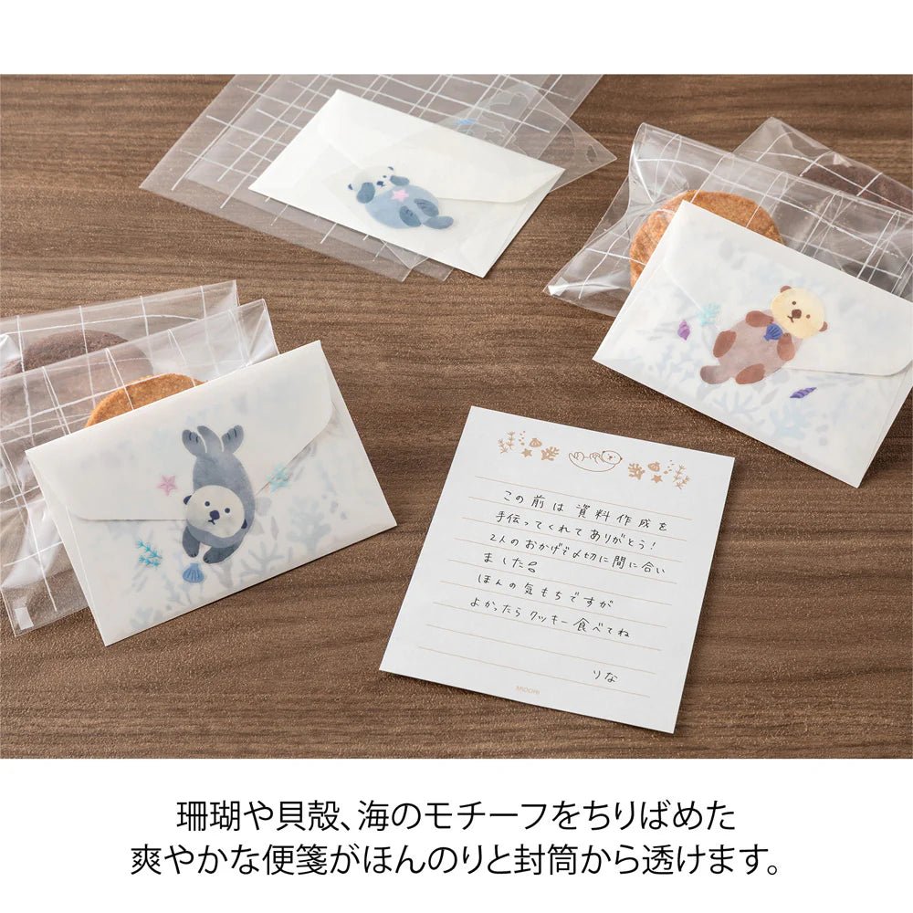 Set de correspondance MIDORI Mini Letter Set Stickers - Loutre de mer - 4902805869454