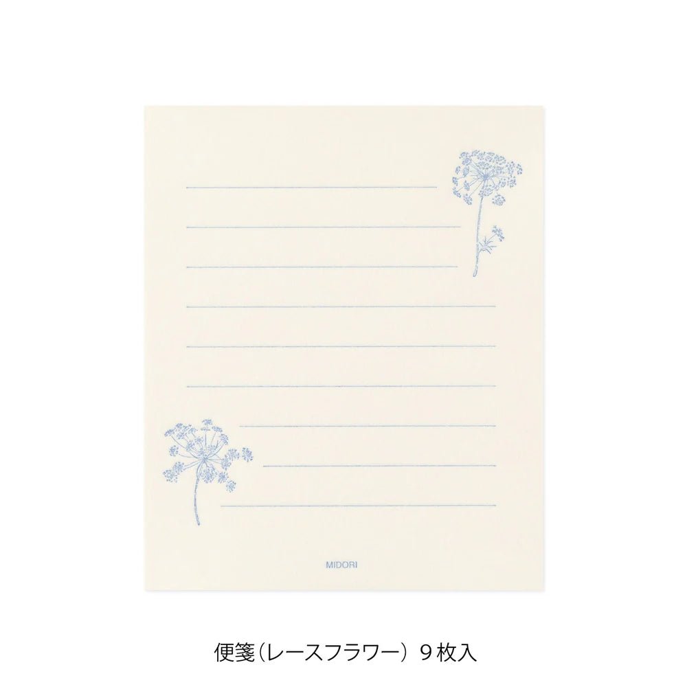 Set de correspondance MIDORI Mini Letter Set Washi Hanairo - Blanc - 4902805869379