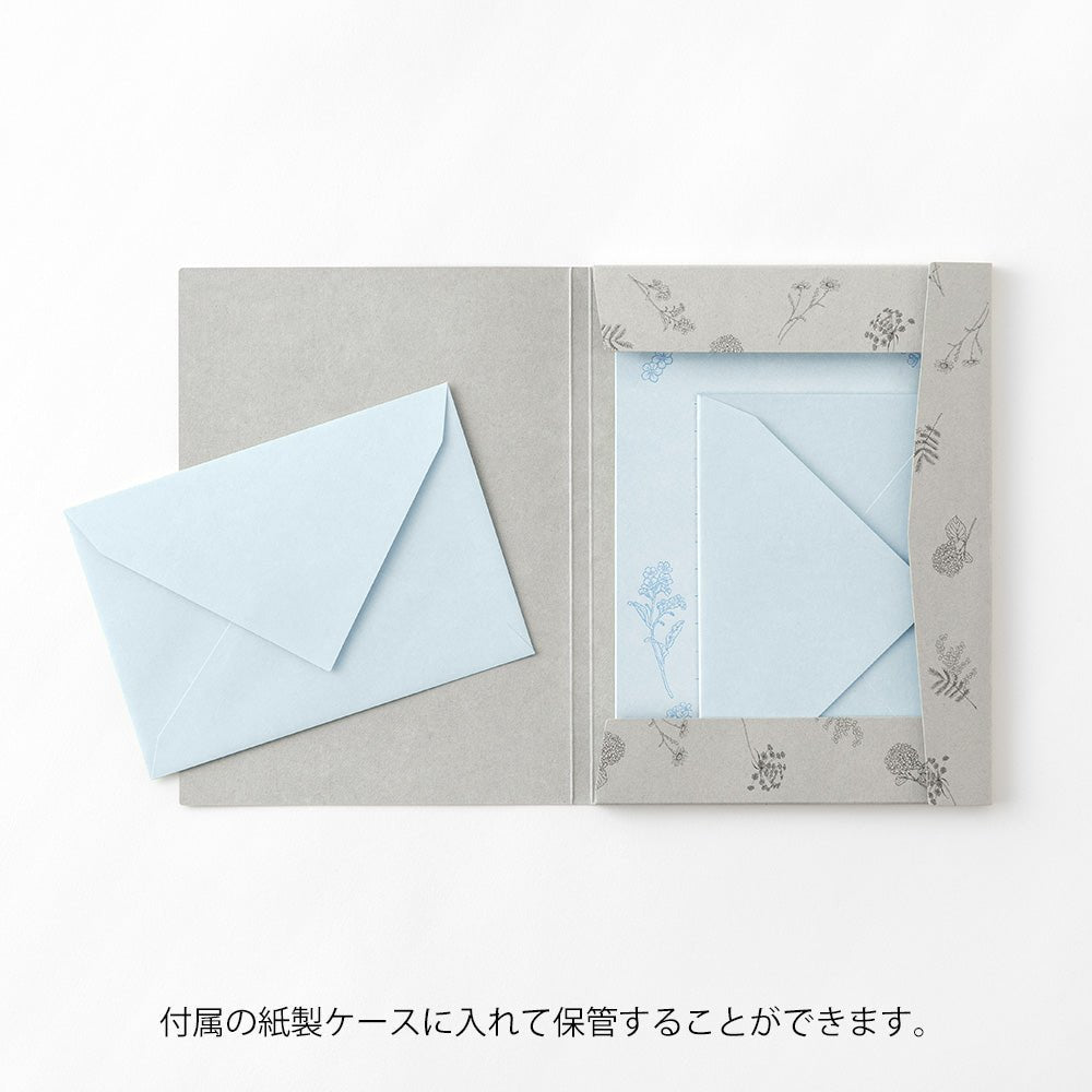 Set de correspondance MIDORI washi Hanairo - Bleu - 4902805869324