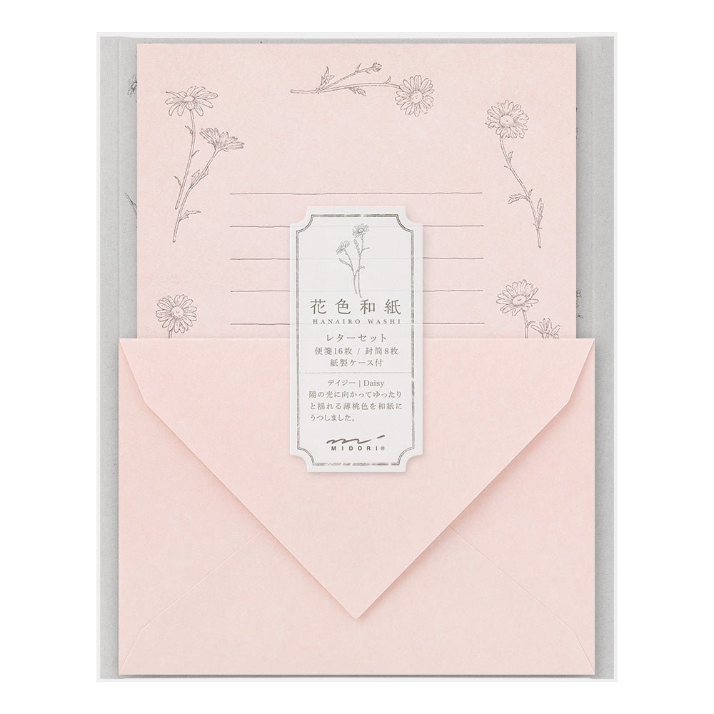 Set de correspondance MIDORI washi Hanairo - Rose - 4902805869294