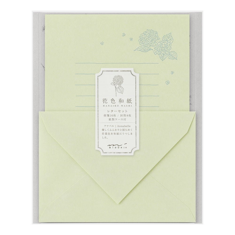 Set de correspondance MIDORI washi Hanairo - Vert - 4902805869317