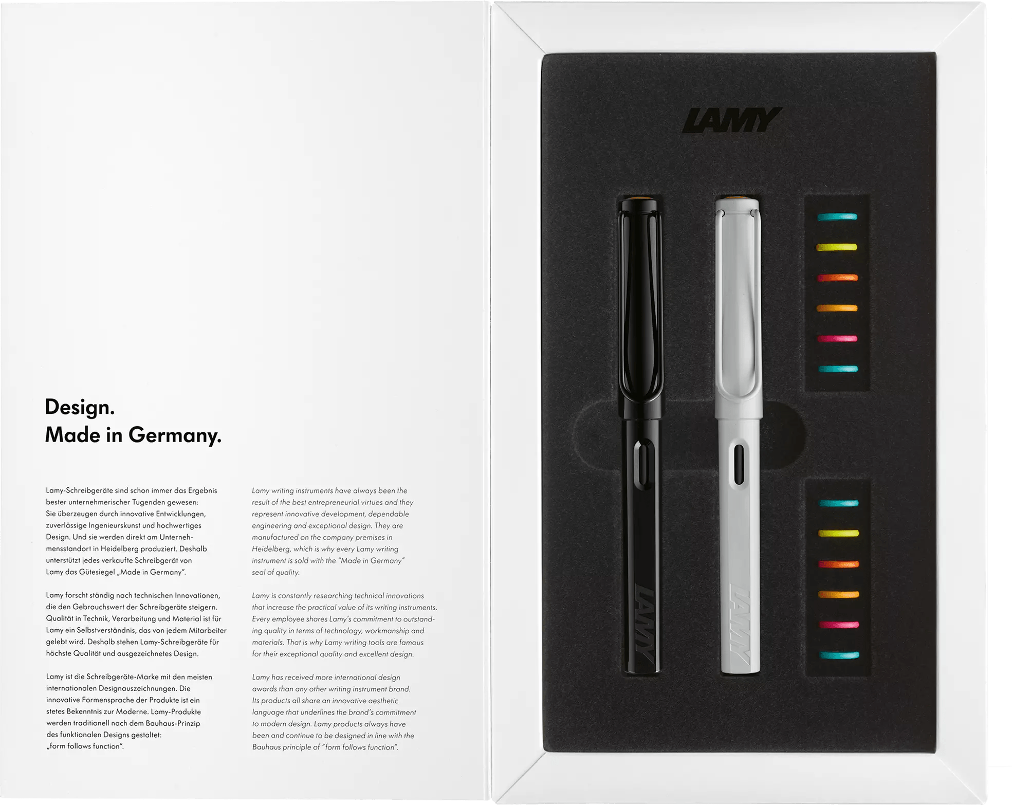 Set stylo plume LAMY safari Multicolor Édition Spéciale - All Black + All White - Extra - fine (EF) -