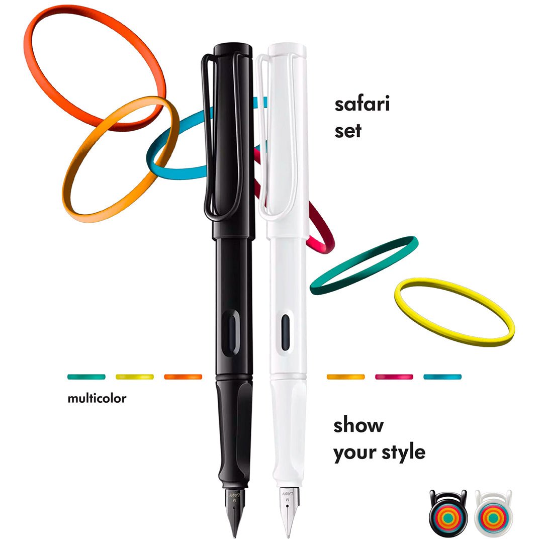 Set stylo plume LAMY safari Multicolor Édition Spéciale - All Black + All White - Extra - fine (EF) -