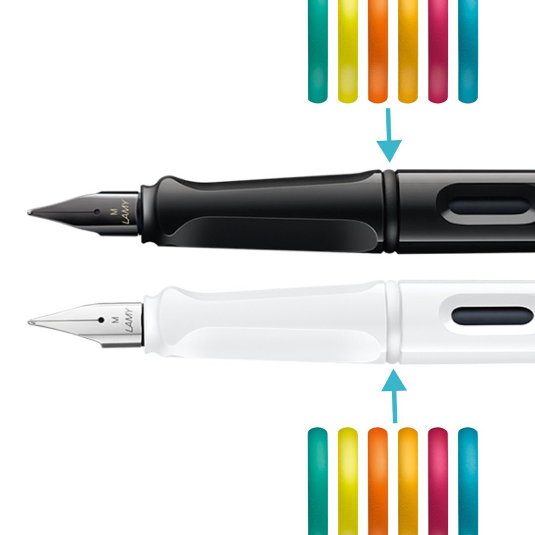 Set stylo plume LAMY safari Multicolor Édition Spéciale - All Black + All White - Extra - fine (EF) -