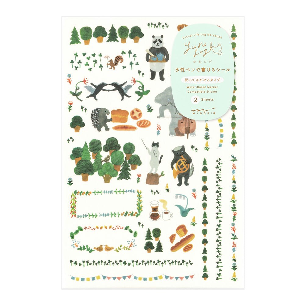 Stickers repositionnables MIDORI Yuru Log - Animaux de la Forêt - 4902805826723