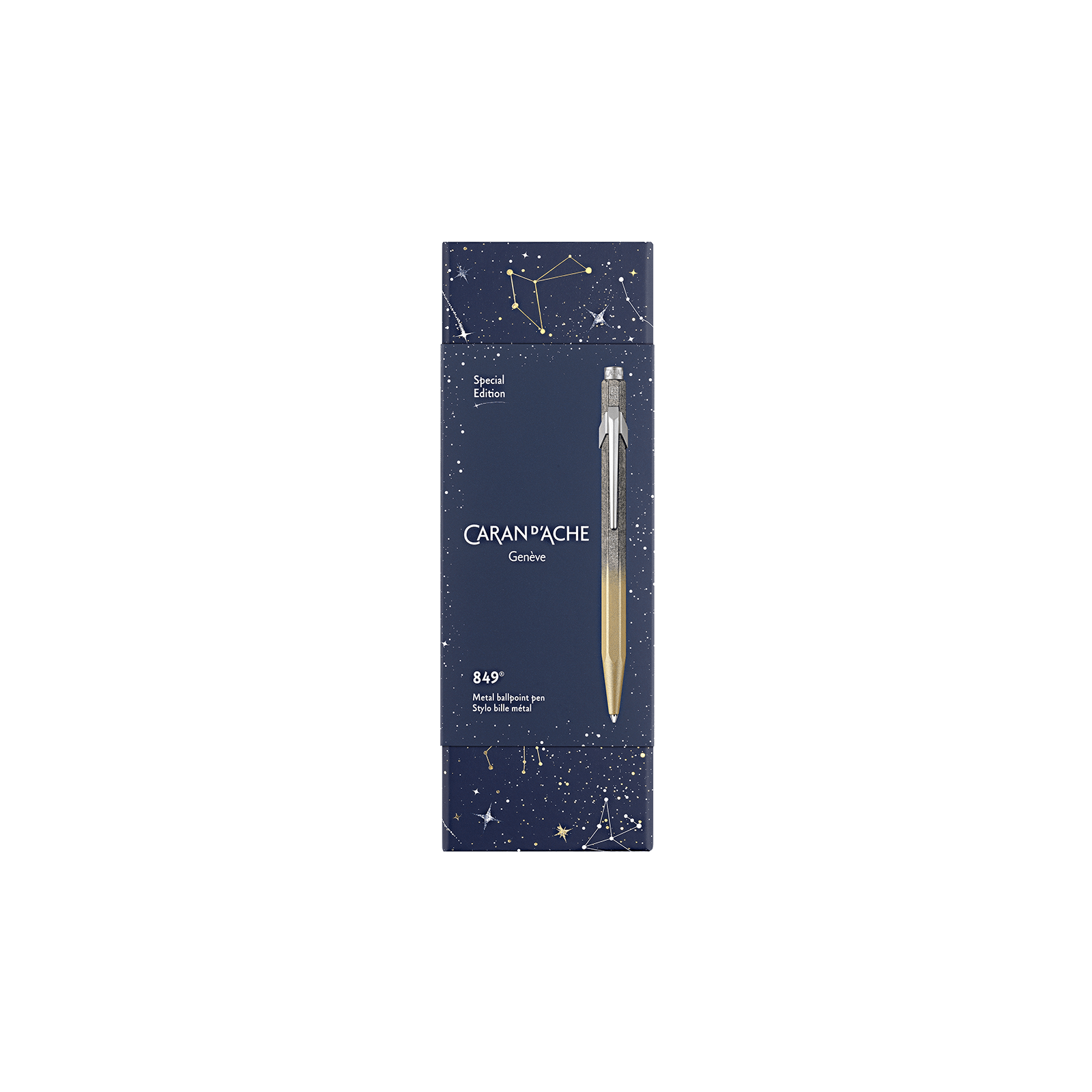Stylo bille CARAN D'ACHE 849 Cosmic Blue Édition Spéciale - Doré - 7630002355780