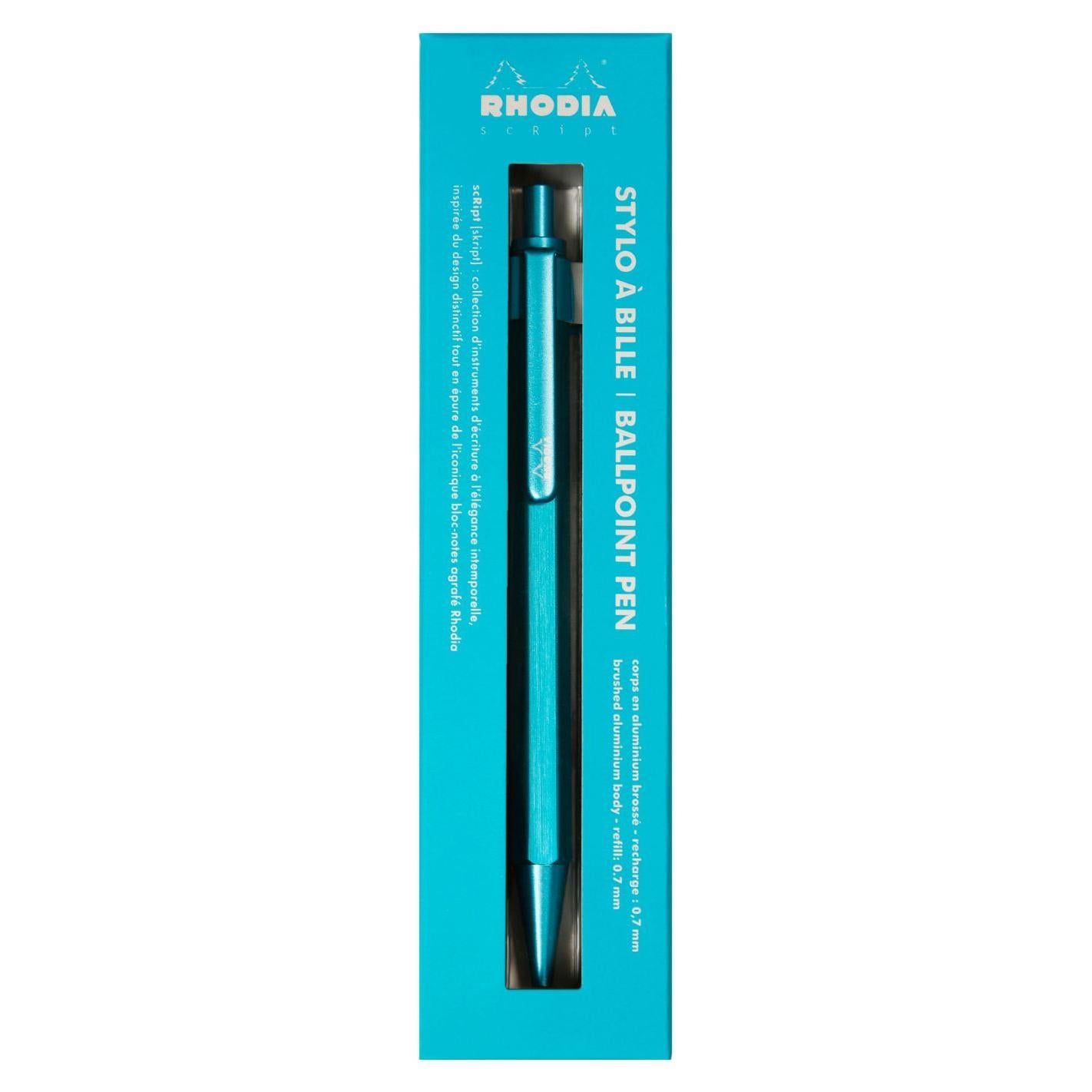 Stylo bille RHODIA scRipt - Turquoise - 3037920093864