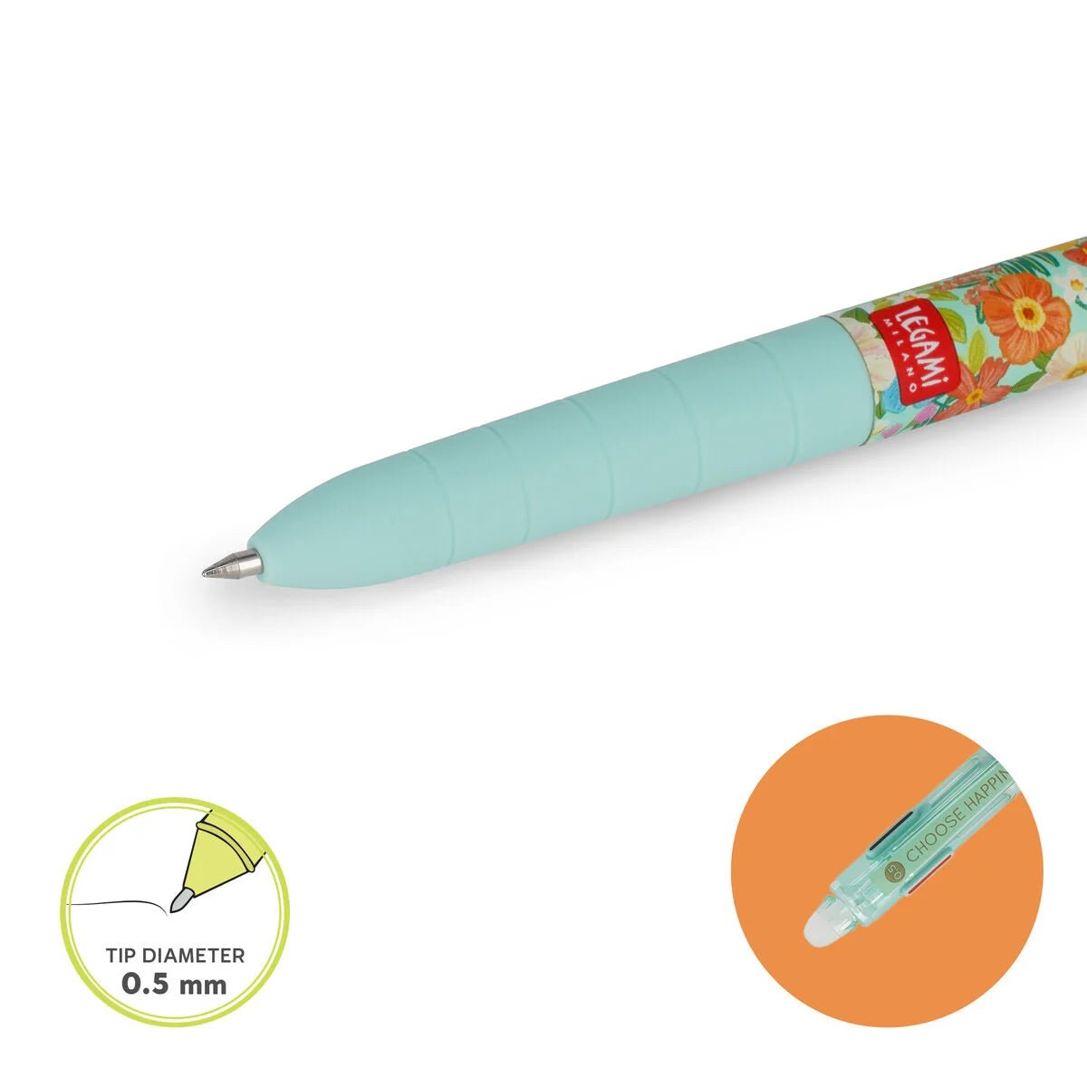 Stylo LEGAMI à encre gel effaçable 3 couleurs - Happy Flowers - 8051128758092