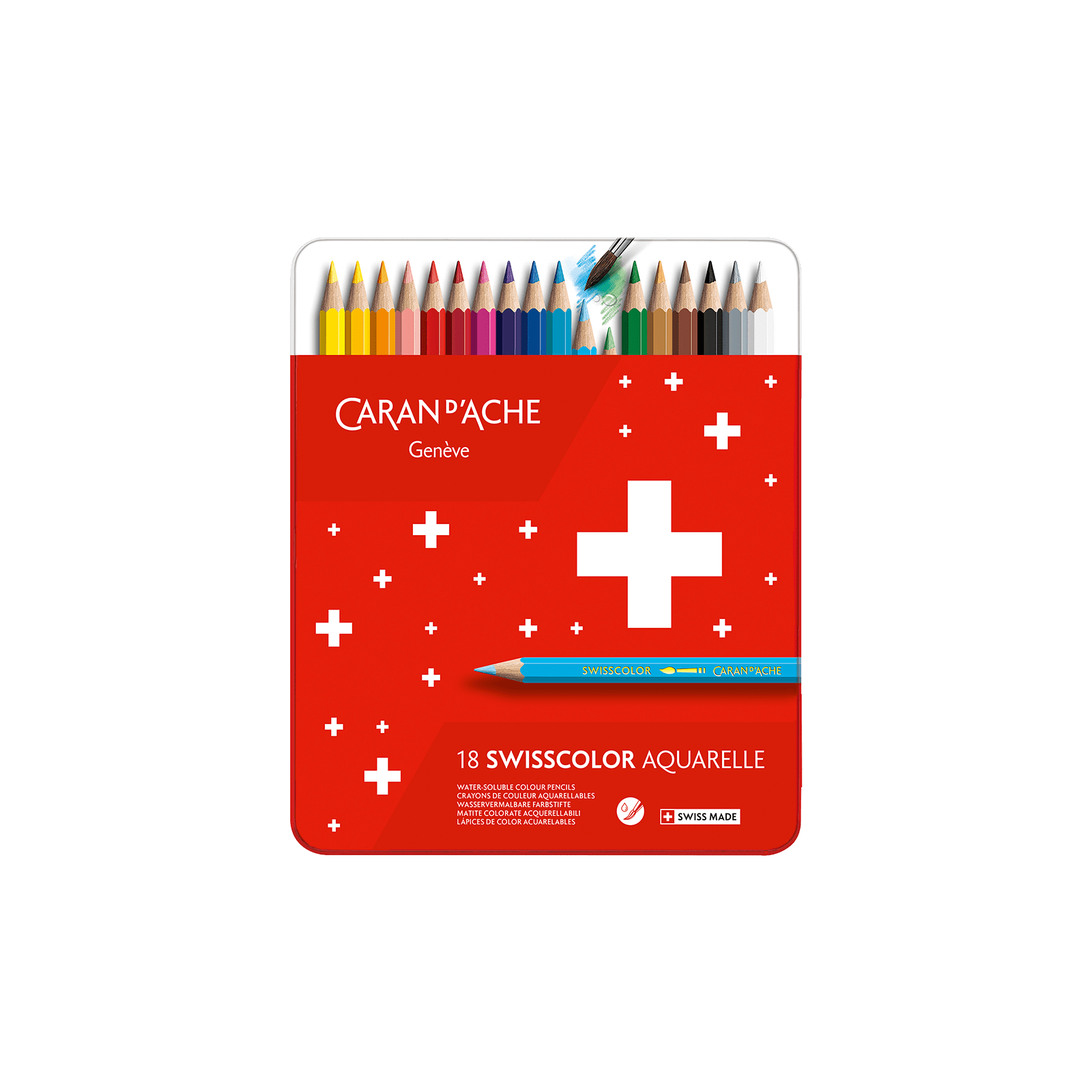 SWISSCOLOR Aquarellable - Boîte Métal 18 Couleurs - 7610186018329