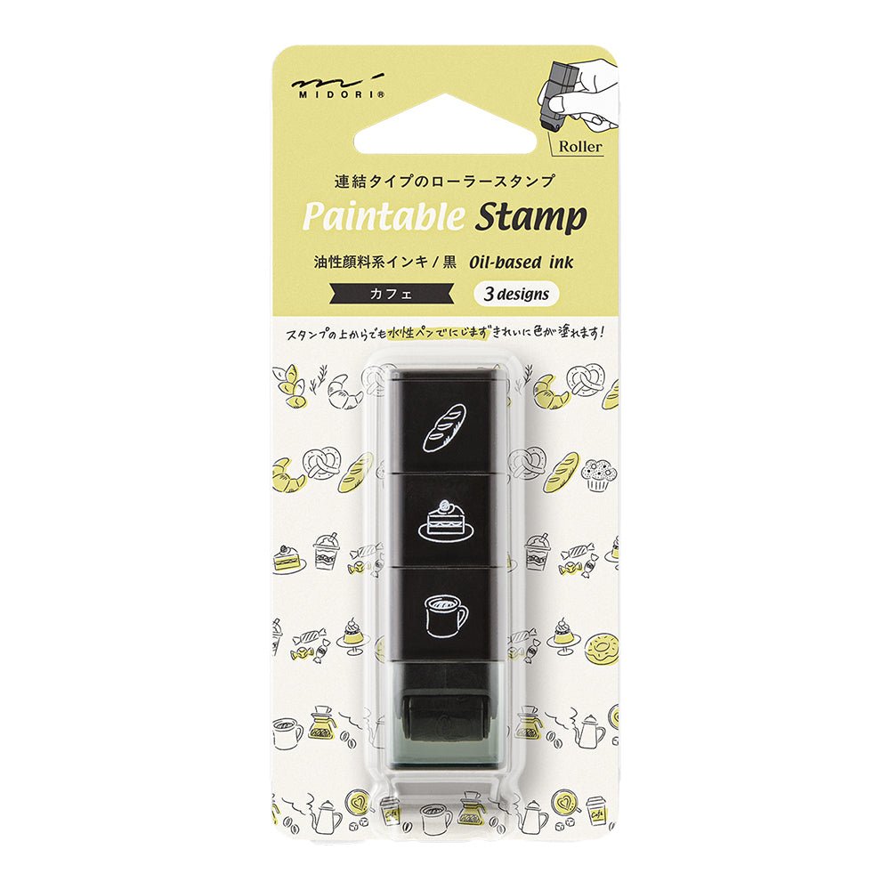 Tampon rouleau MIDORI Paintable Stamp - Motif Café & Gourmandises -