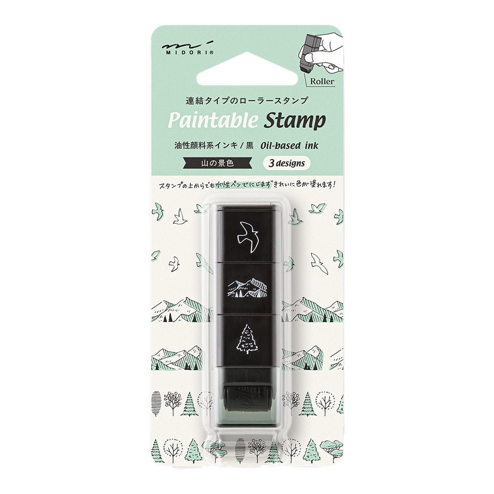 Tampon rouleau MIDORI Paintable Stamp - Motif Paysage de Montagne -