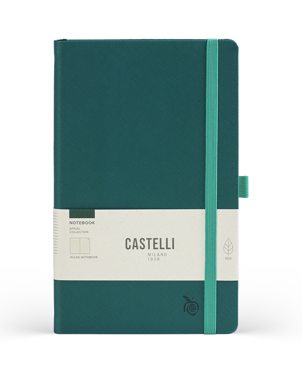 Carnet CASTELLI MILANO Appeel Classic - 19 x 25 cm - Hardcover - Ligné - Teal