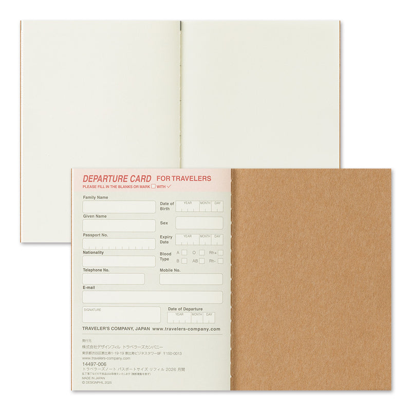 TRAVELER'S notebook - agenda mensuel 2026 (passport size)