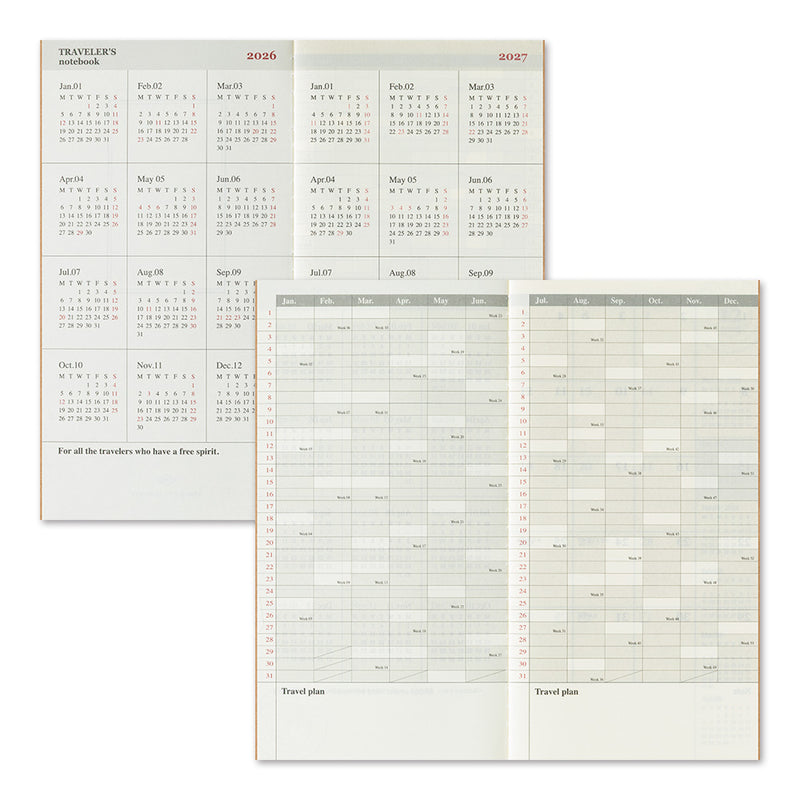 TRAVELER'S notebook - agenda mensuel 2026 (regular size)