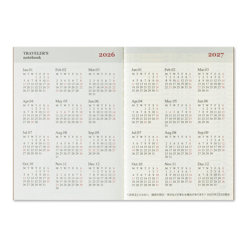 TRAVELER'S notebook - agenda semainier 2026 (passport size)