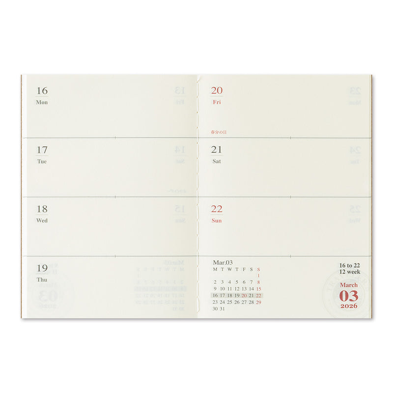 TRAVELER'S notebook - agenda semainier 2026 (passport size)
